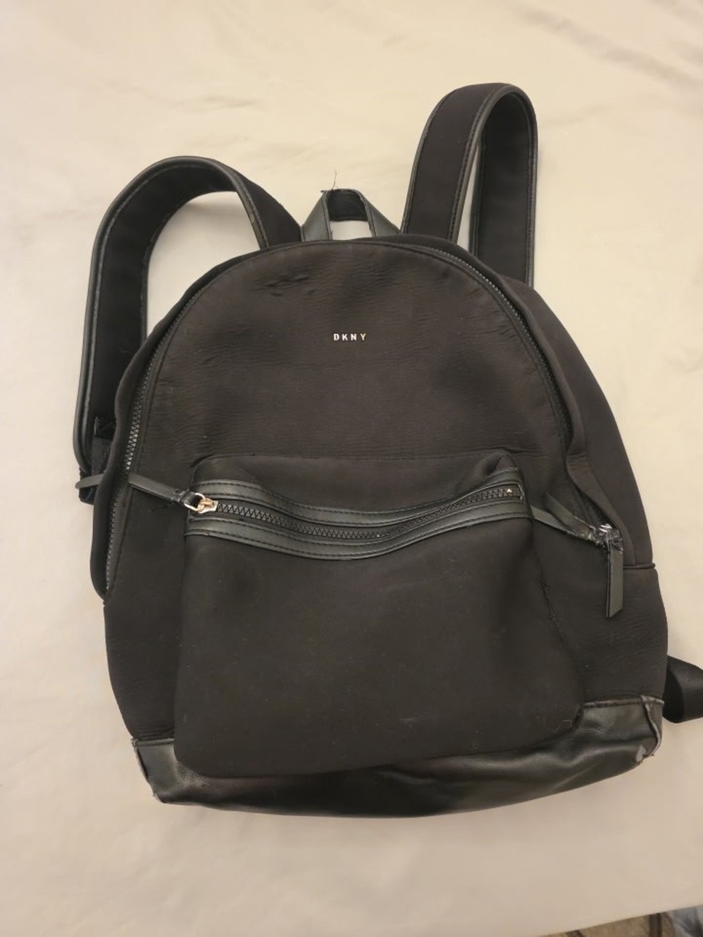 DKNY Black Women's Nylon Backpack with Front Zip Pocket, Very Soft